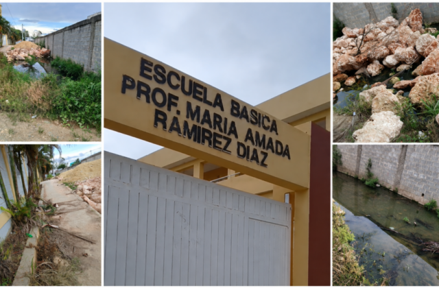 Denuncian deterioro de la entrada principal de escuela Profesora María Amada Ramírez Díaz en Manoguayabo