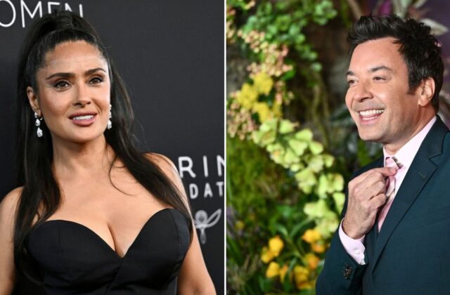 Salma Hayek sorprendió a Jimmy Fallon con su pastel de cumpleaños y la tradicional “mordida”