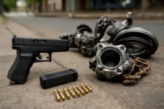 Policía Nacional ocupa pistola ilegal y otros objetos durante allanamiento conjunto en Barahona