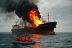 Un petrolero con destino a Ucrania fue alcanzado por un dron y se incendió en el mar Negro