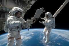 Astronautas concluyen paseo espacial de seis horas y media para instalar una antena en EEI