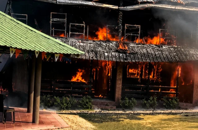 Incendio provoca pérdidas materiales en el campamento de Comatillo, en Bayaguana