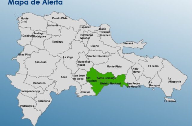 COE emite alerta verde para Santo Domingo, Distrito Nacional y San Cristóbal por aguaceros