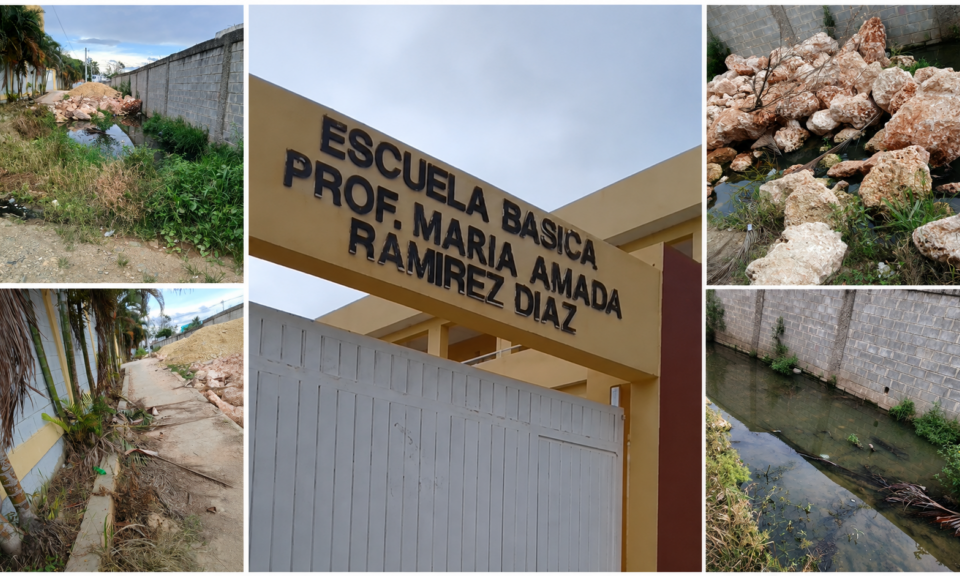 Denuncian deterioro de la entrada principal de escuela Profesora María Amada Ramírez Díaz en Manoguayabo