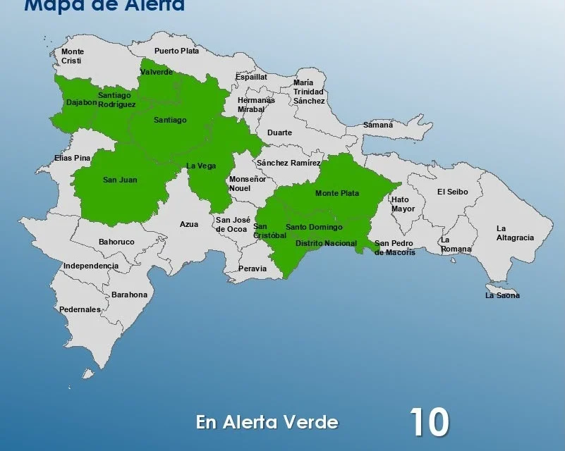 COE mantiene al DN y nueve provincias en alerta verde por Vaguada