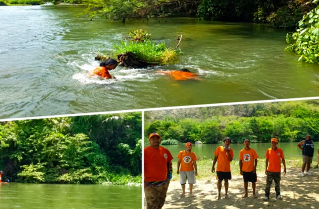 Defensa Civil de Santiago busca a hombre desaparecido en el balneario El Guano, del río Yaque del Norte