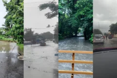 Fuertes lluvias provocan inundaciones en varias calles del Gran Santo Domingo