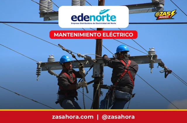 EDENORTE · Mantenimiento eléctrico: linieros trabajando en un poste del tendido eléctrico